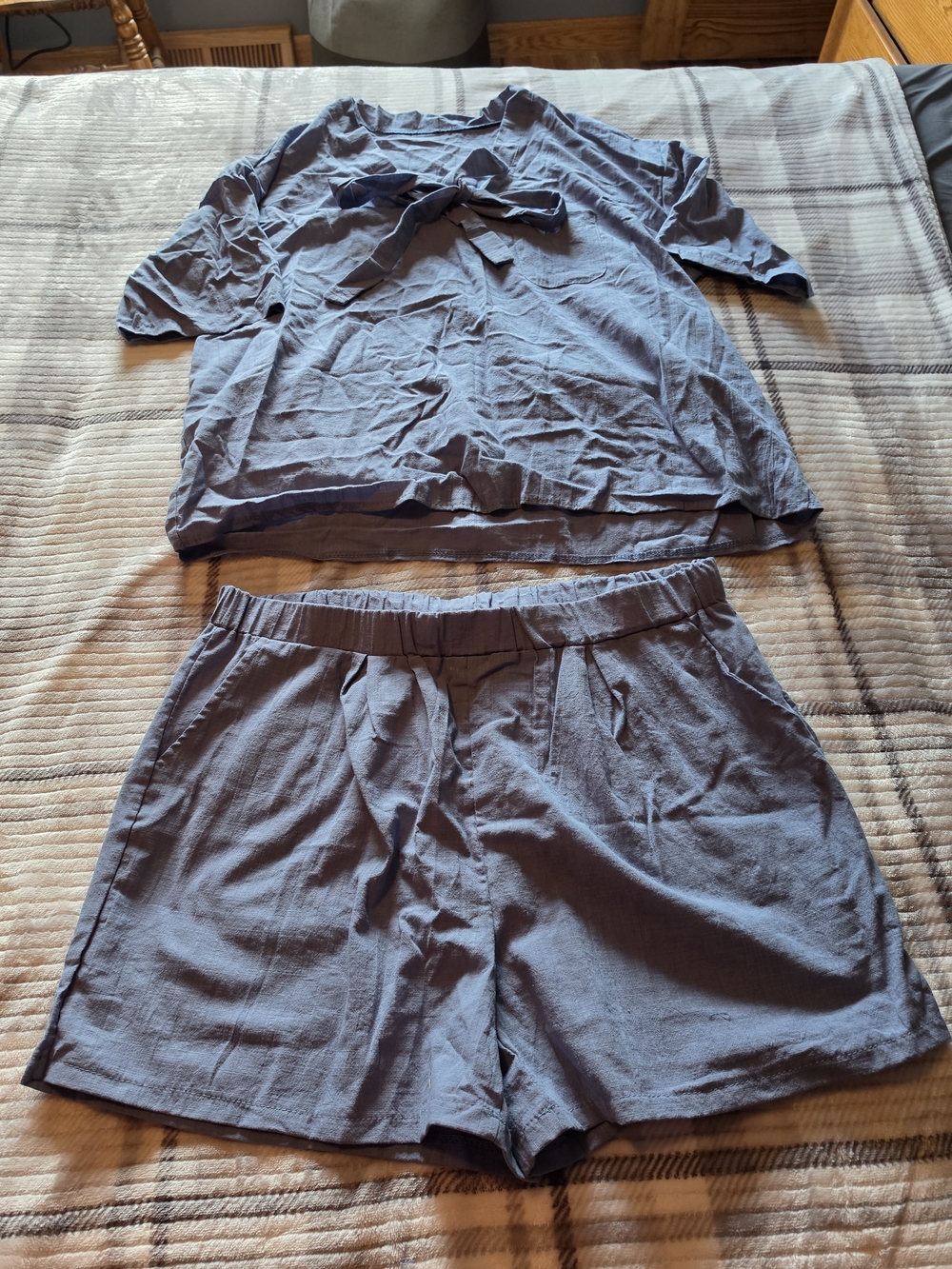 Women’s Two-Piece Relaxed Pajama Set in Slate Blue